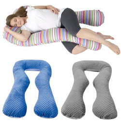 Cojin de embarazo, pre/post-natal,de multiusos, tela minky con algodón, forma U